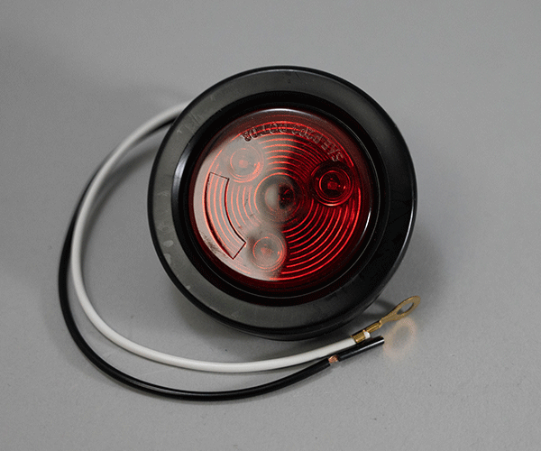 2" Round LED Marker Light with Grommet - Red
